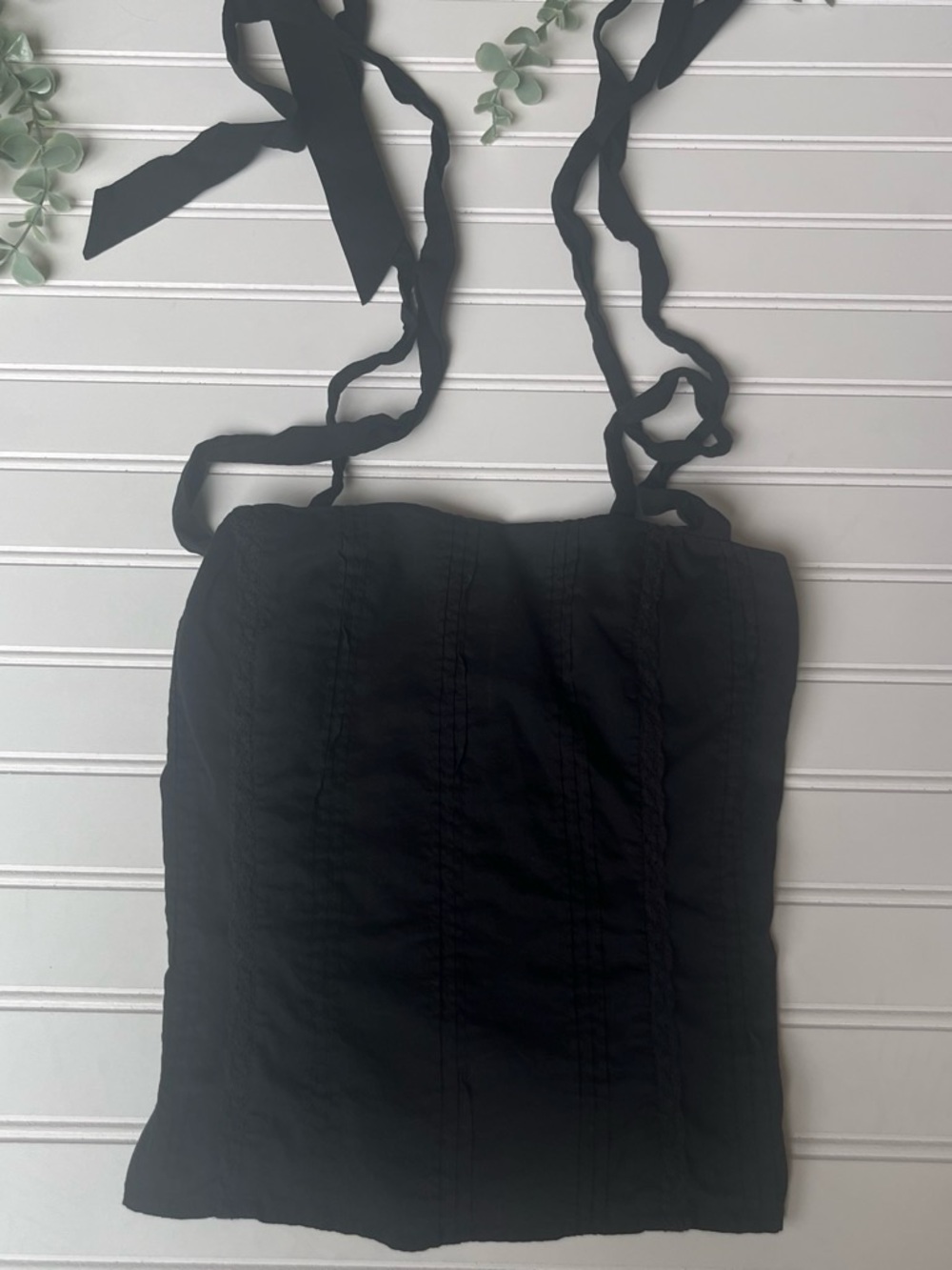 Reformation Black Tie-Strap Bustier Top
